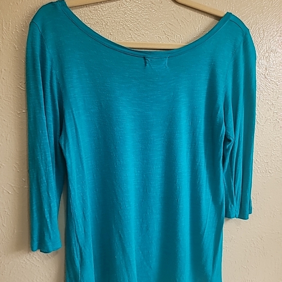 Y2K turquoise blue Top Never Stop Dreaming Patriotic Flag Size S 4th of July - Picture 8 of 16